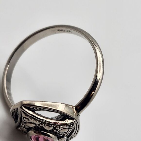 Avon Silver Tone Marcasite & Pink CZ Ring (9.5) - Picture 5 of 6
